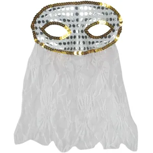 WHITE HALF MASK WITH VEIL