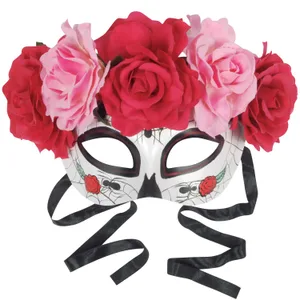 DAY OF THE DEAD HALF MASK WITH ROSES