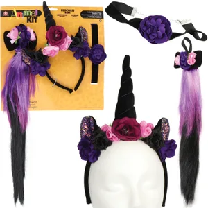 ANIMAL KIT UNICORN SET DARK (HEADAND, CHOKER, TAIL)