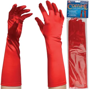 LONG RED SATIN GLOVES 