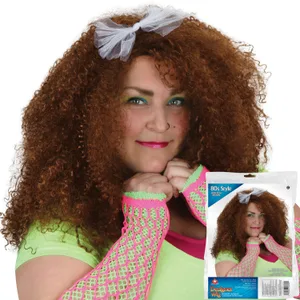80S STYLE WIG WITH BOW BROWN