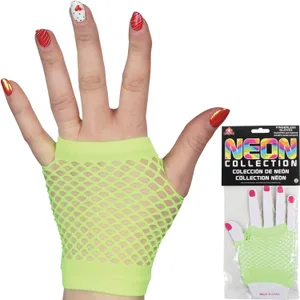 NEON GREEN MESH FINGERLESS GLOVES