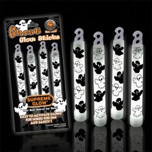6" GHOST GLOW STICKS WHITE (4 PACK)