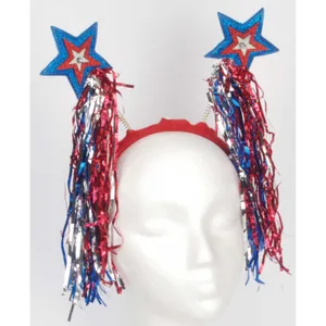 PATRIOTIC TINSEL STAR LIGHT UP HEADBAND