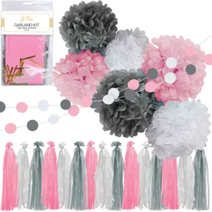PINK GRAY & WHITE GARLAND KIT