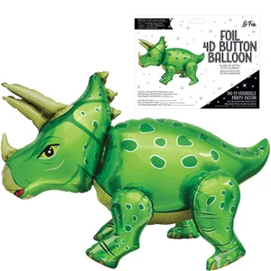 PLAYFUL TRICERATOPS DINOSAUR GREEN 4D BUTTON AIR INFLATE