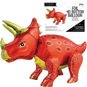 PLAYFUL TRICERATOPS DINOSAUR RED 4D BUTTON AIR INFLATE