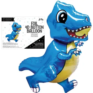 PLAYFUL T-REX DINOSAUR BLUE 4D BUTTON AIR INFLATE