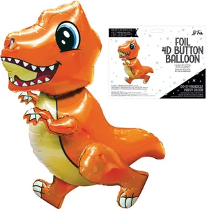 PLAYFUL T-REX DINOSAUR ORANGE 4D BUTTON AIR INFLATE