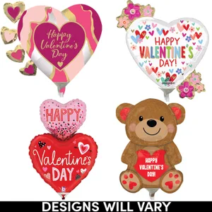 14" VALENTINES SHAPES AIR-INFLATED ASST