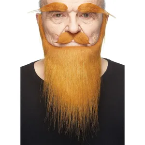 MEDIEVAL KING FAKE MUSTACHE BEARD & EYEBROWS GINGER