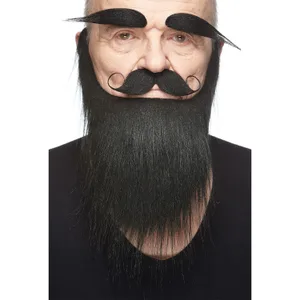 MEDIEVAL KING FAKE MUSTACHE BEARD & EYEBROWS BLACK