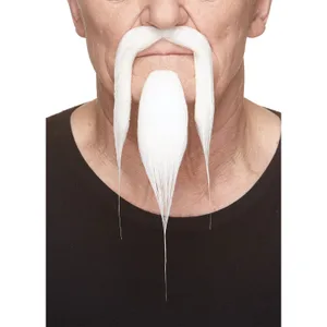 SHAOLIN FAKE MUSTACHE & BEARD WHITE