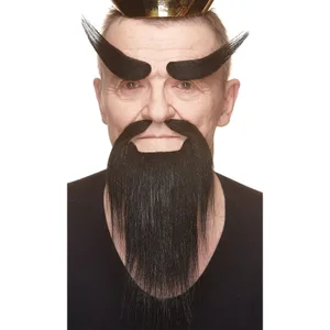 SHAOLIN MONK FAKE MUSTACHE BEARD & EYEBROWS BLACK