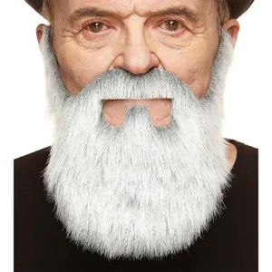 OLD MERCHANT FAKE MUSTACHE & BEARD GRAY & WHITE