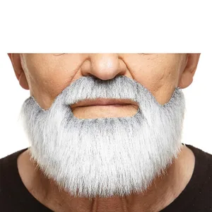 SHORT BOXED MUSTACHE & BEARD GRAY & WHITE
