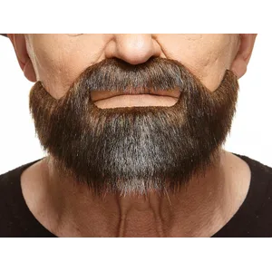 SHORT BOXED MUSTACHE & BEARD BROWN & GRAY