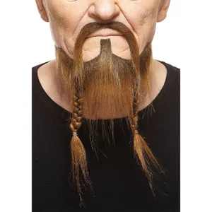 PIRATE FAKE MUSTACHE & BEARD BROWN