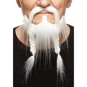 PIRATE FAKE MUSTACHE & BEARD WHITE
