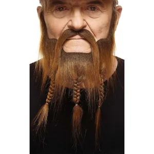 CAPTAIN FAKE MUSTACHE & BEARD BROWN