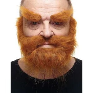 TRAPPER FAKE MUSTACHE BEARD & EYEBROWS GINGER
