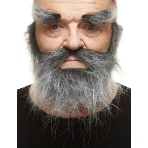 TRAPPER FAKE MUSTACHE BEARD & EYEBROWS SALT & PEPPER