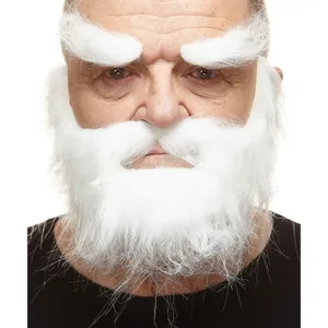 TRAPPER FAKE MUSTACHE BEARD & EYEBROWS WHITE