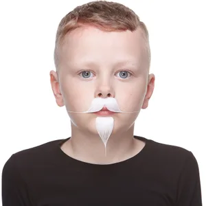 HANDLEBAR WITH GOATEE FAKE MUSTACHE & BEARD FOR KIDS WHITE