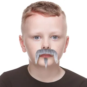 ZAPPA FAKE MUSTACHE & BEARD FOR KIDS GRAY & WHITE
