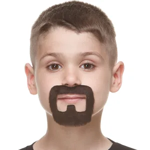 INMATE FAKE MUSTACHE & BEARD FOR KIDS DARK BROWN