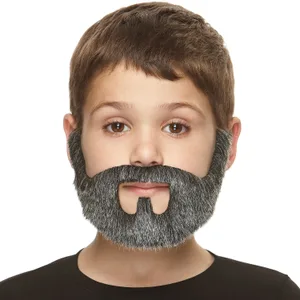 ON BAIL FAKE MUSTACHE & BEARD FOR KIDS SALT & PEPPER