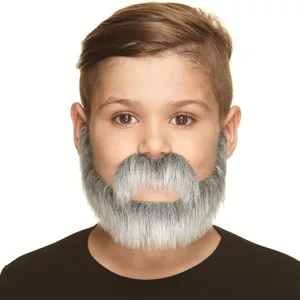 NOBLEMAN FAKE MUSTACHE & BEARD FOR KIDS SALT & PEPPER