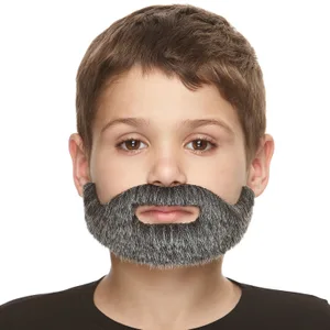 SHORT BOXED FAKE MUSTACHE & BEARD FOR KIDS SALT & PEPPER