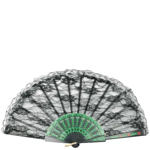 LACE FAN BLACK 9"