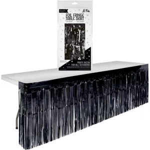 BLACK FOIL FRINGE TABLE SKIRT