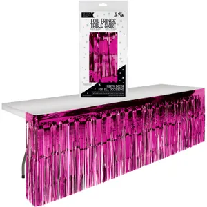 FUCHSIA FOIL FRINGE TABLE SKIRT