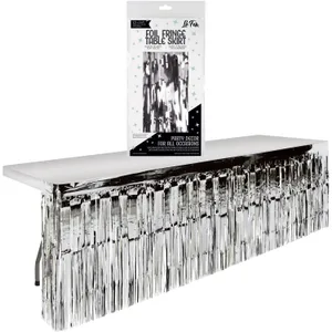 SILVER FOIL FRINGE TABLE SKIRT