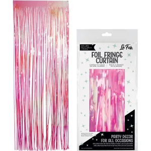 HOT PINK IRIDESCENT FOIL FRINGE CURTAIN