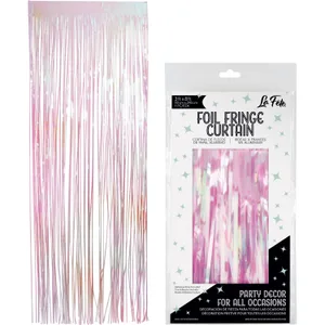 PINK IRIDESCENT FOIL FRINGE CURTAIN