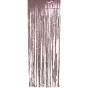 PINK MATTE FOIL FRINGE CURTAIN