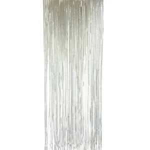 WHITE PASTEL FOIL FRINGE CURTAIN
