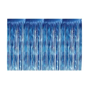BLUE JUMBO FOIL FRINGE CURTAIN