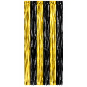 BLACK & GOLD FOIL FRINGE CURTAIN