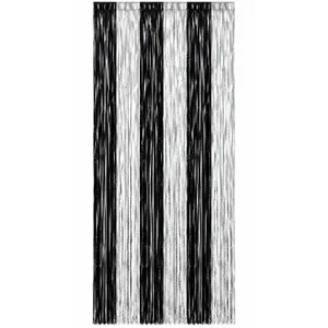 BLACK & SILVER FOIL FRINGE CURTAIN