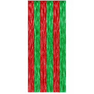 RED & GREEN FOIL FRINGE CURTAIN