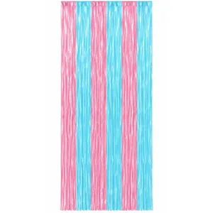 PINK & LIGHT BLUE FOIL FRINGE CURTAIN