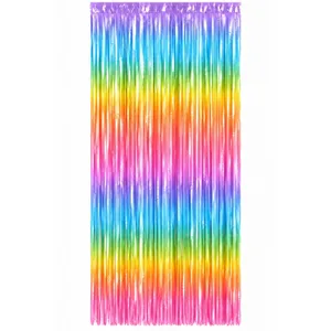 PASTEL RAINBOW FOIL FRINGE CURTAIN