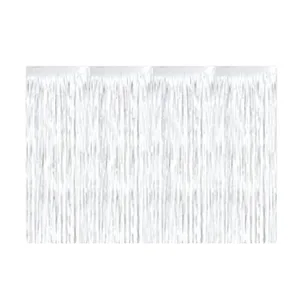 WHITE JUMBO FOIL FRINGE 10' BACKDROP CURTAIN