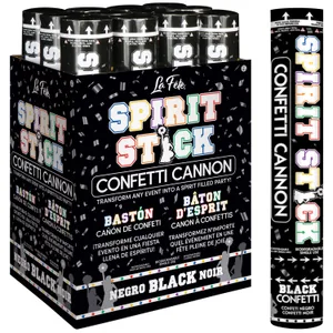 12" CONFETTI SPIRIT STICK CANNON BLACK