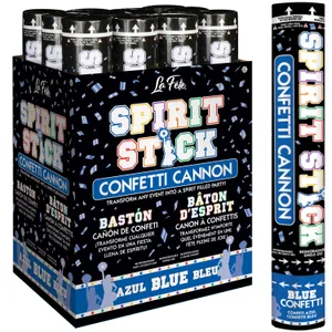 12" CONFETTI SPIRIT STICK CANNON BLUE